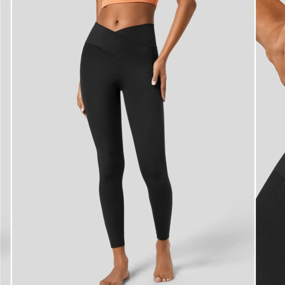 Halara Softlyzero™ Black Crossover Pocket Plain Leggings-UPF50+!!! NEW Medium